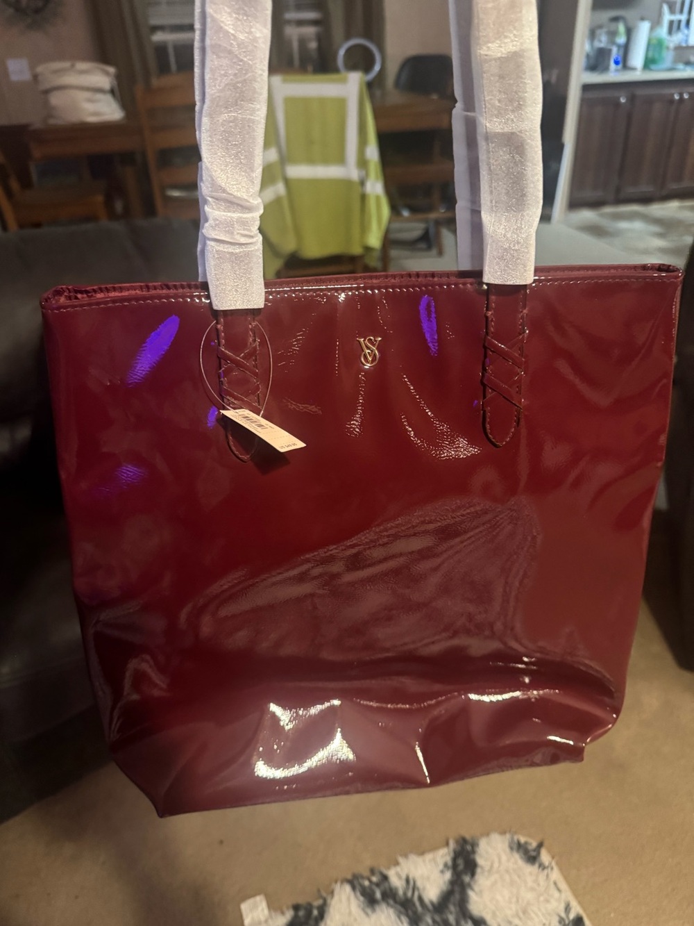 Patent Leather Tote Bag - Wine Red brand new Victoria secret purse